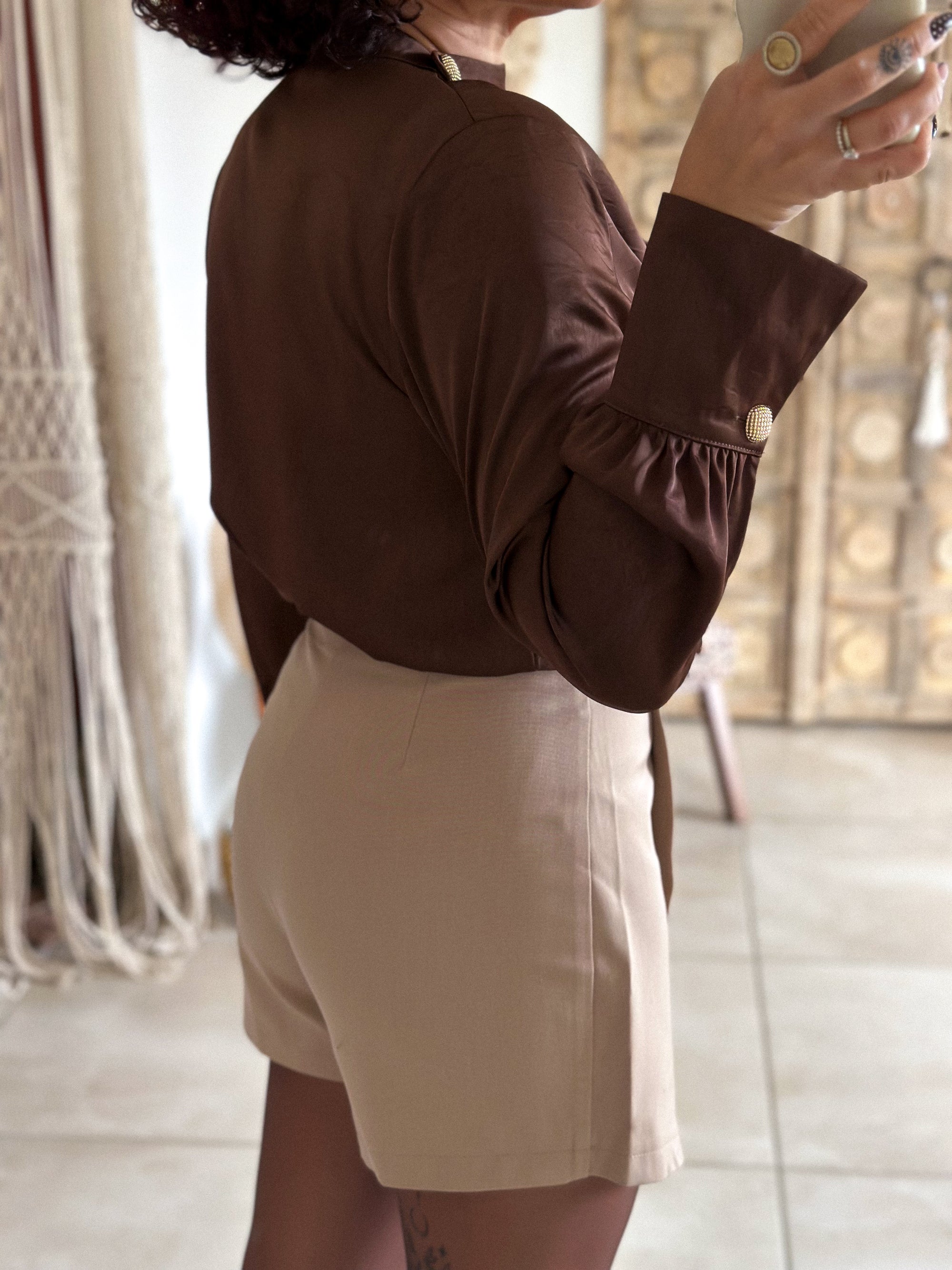 Blouse Emyra - Satin chocolat