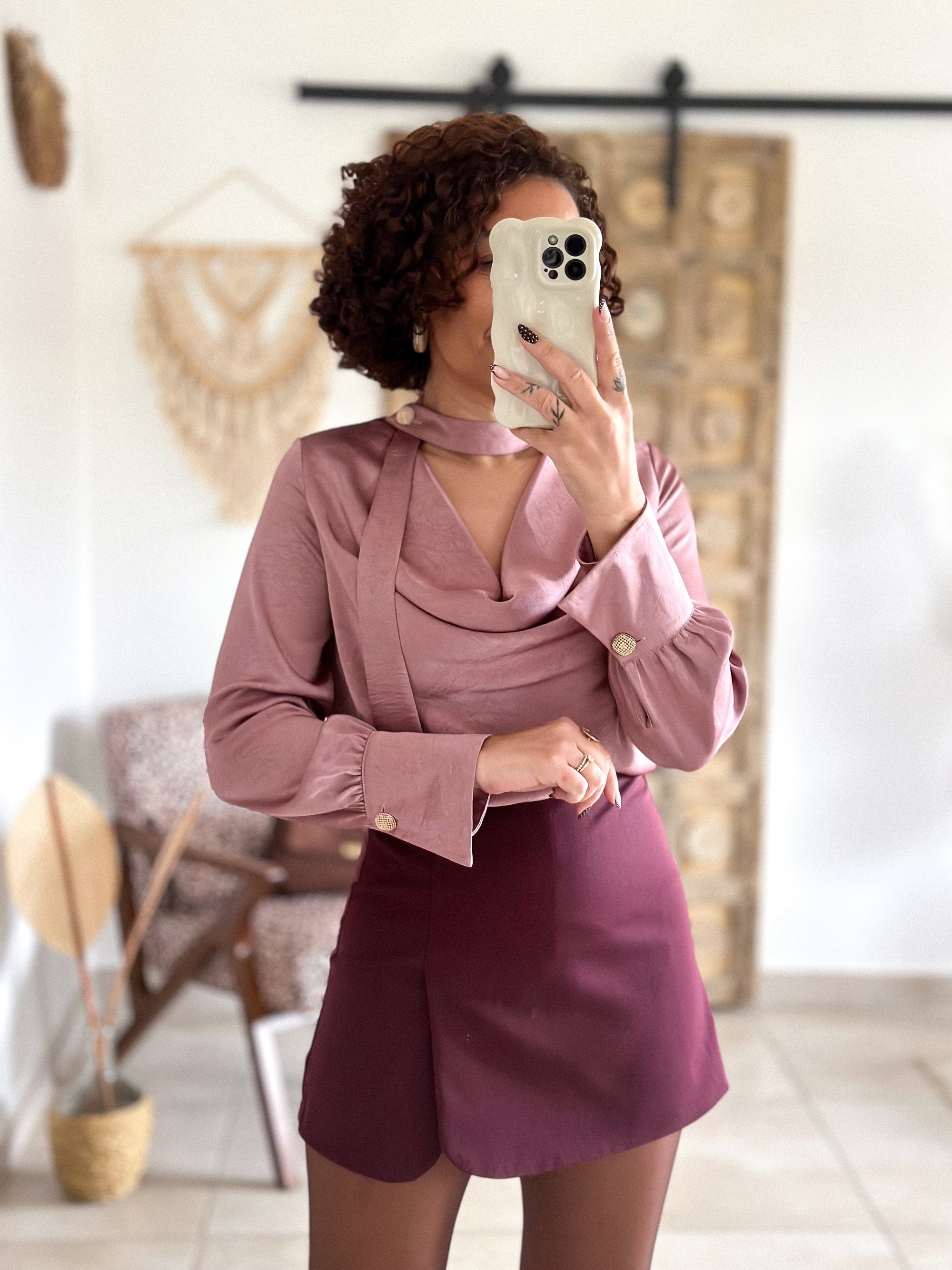 Blouse Emyra - Satin rose