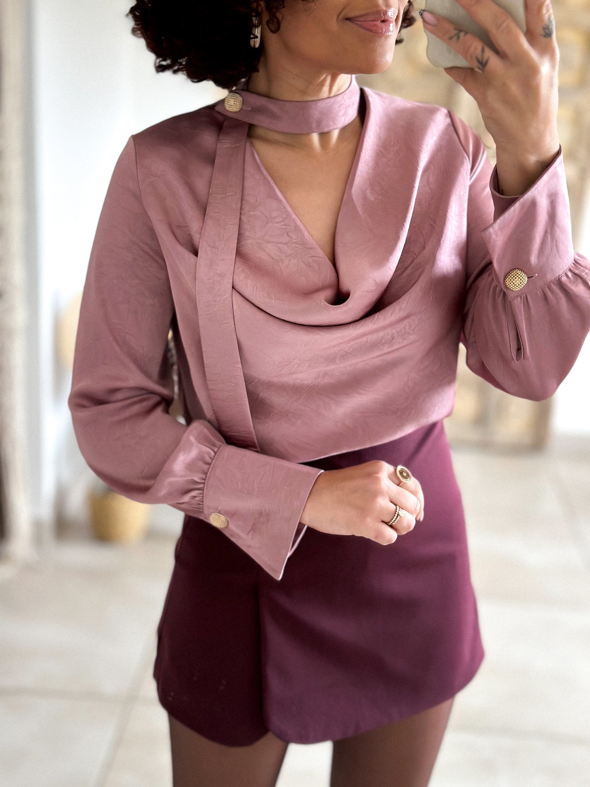 Blouse Emyra - Satin rose