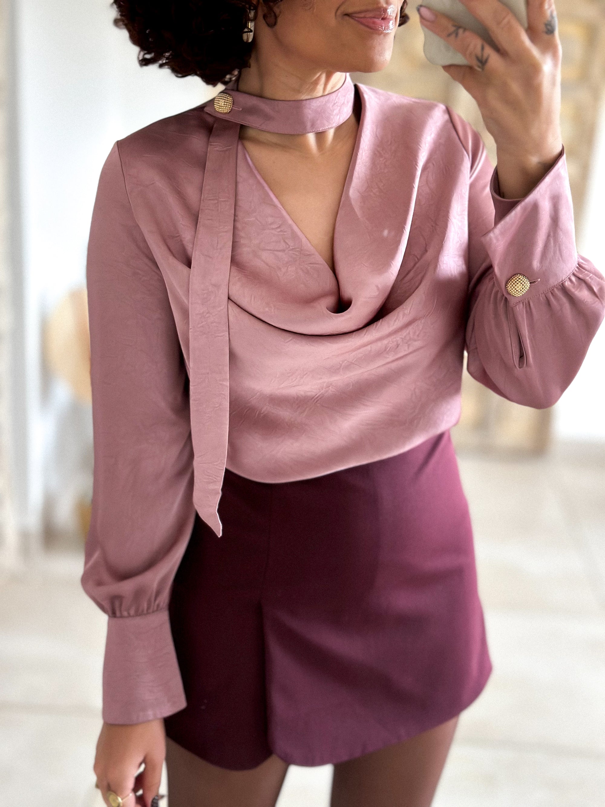 Blouse Emyra - Satin rose