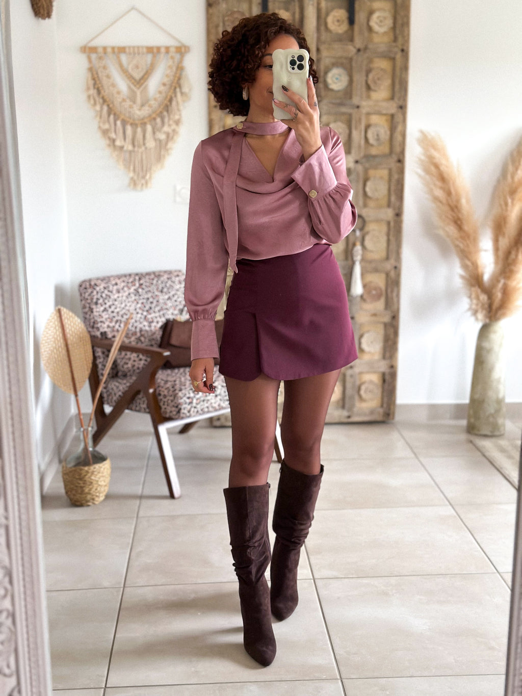 Blouse Emyra - Satin rose