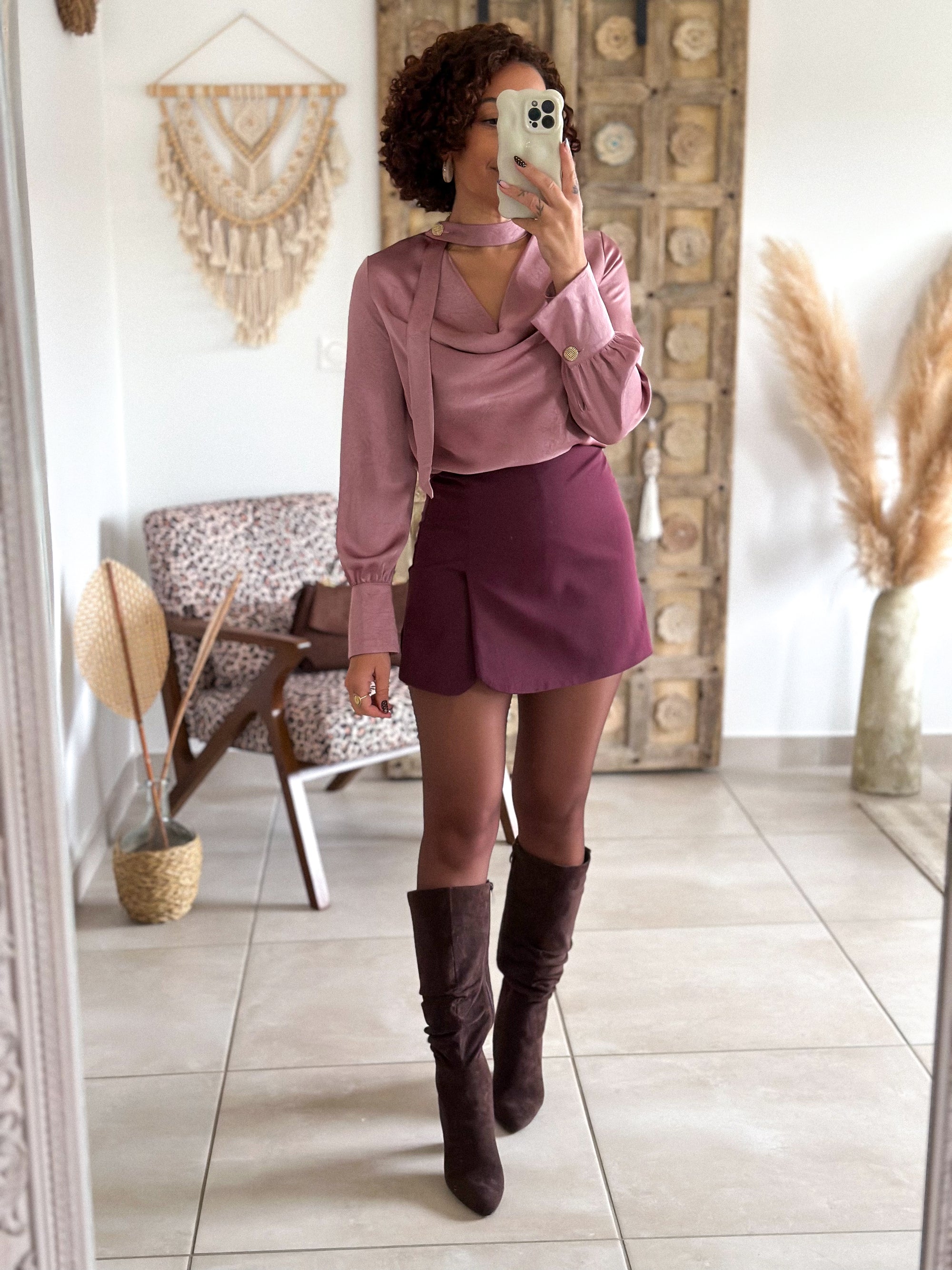 Blouse Emyra - Satin rose