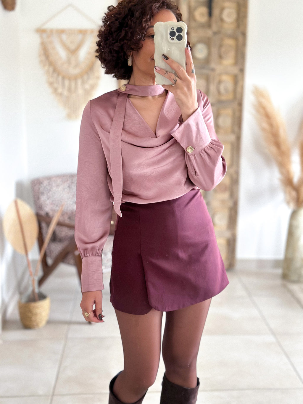 Blouse Emyra - Satin rose