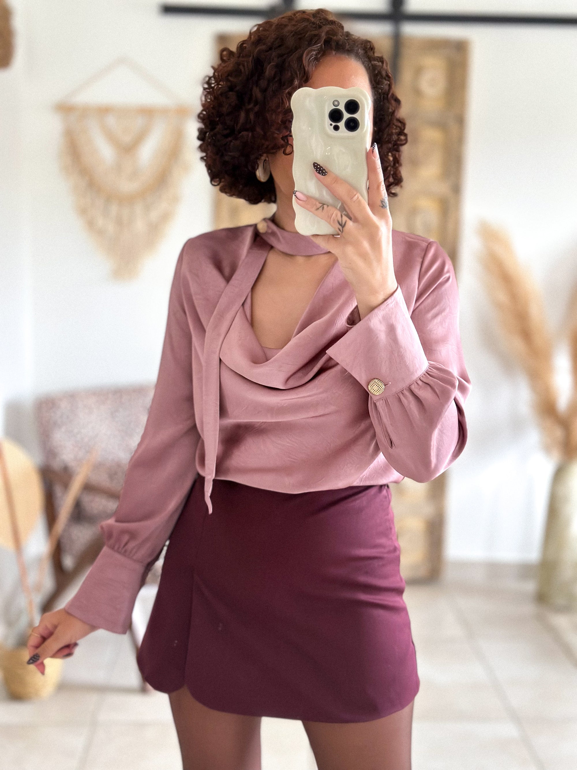 Blouse Emyra - Satin rose