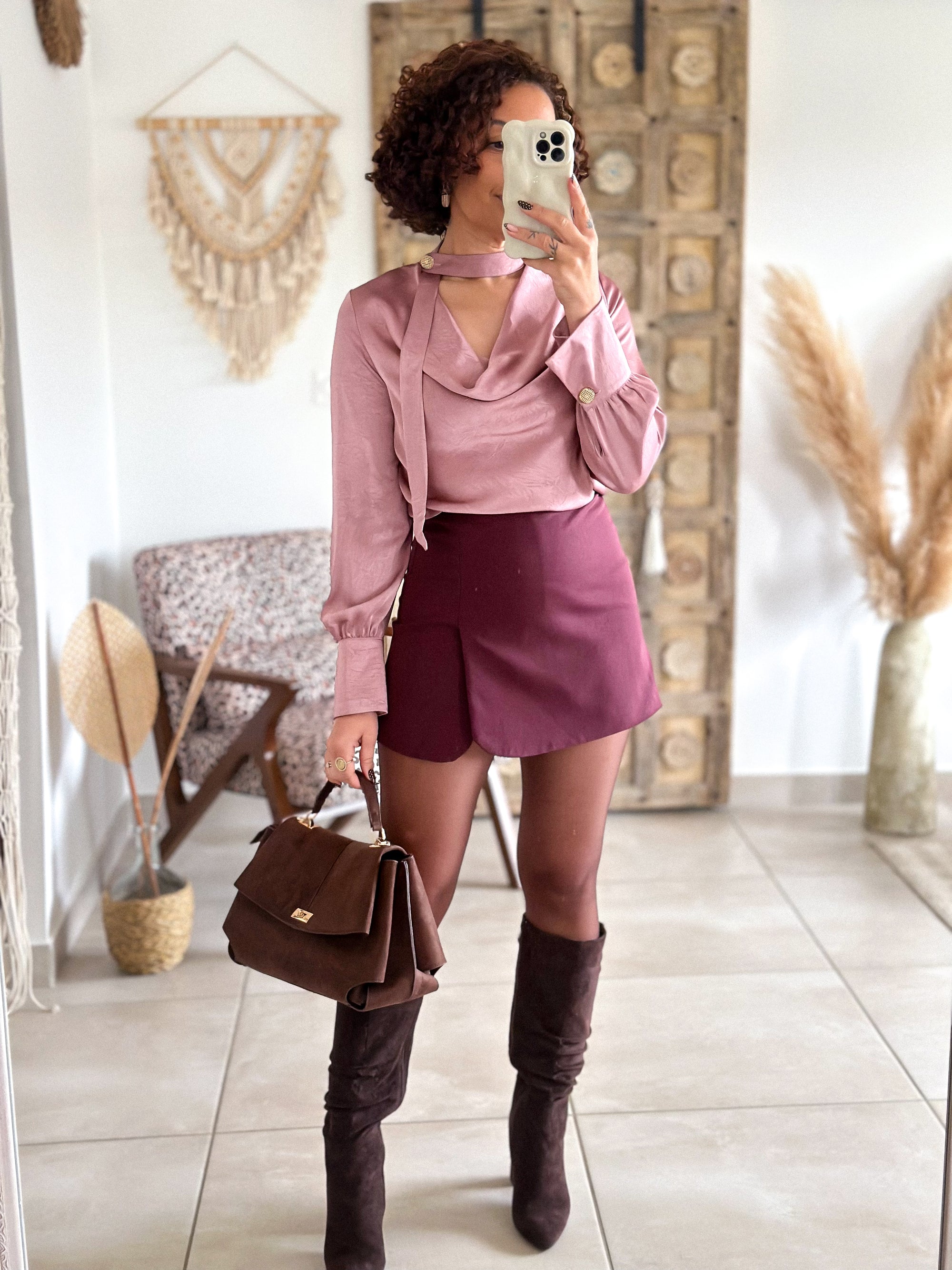 Blouse Emyra - Satin rose