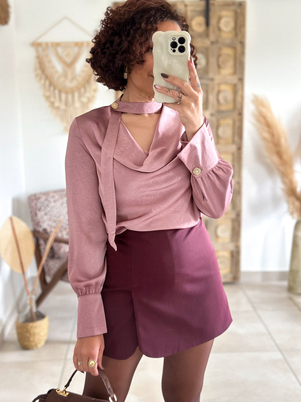 Blouse Emyra - Satin rose