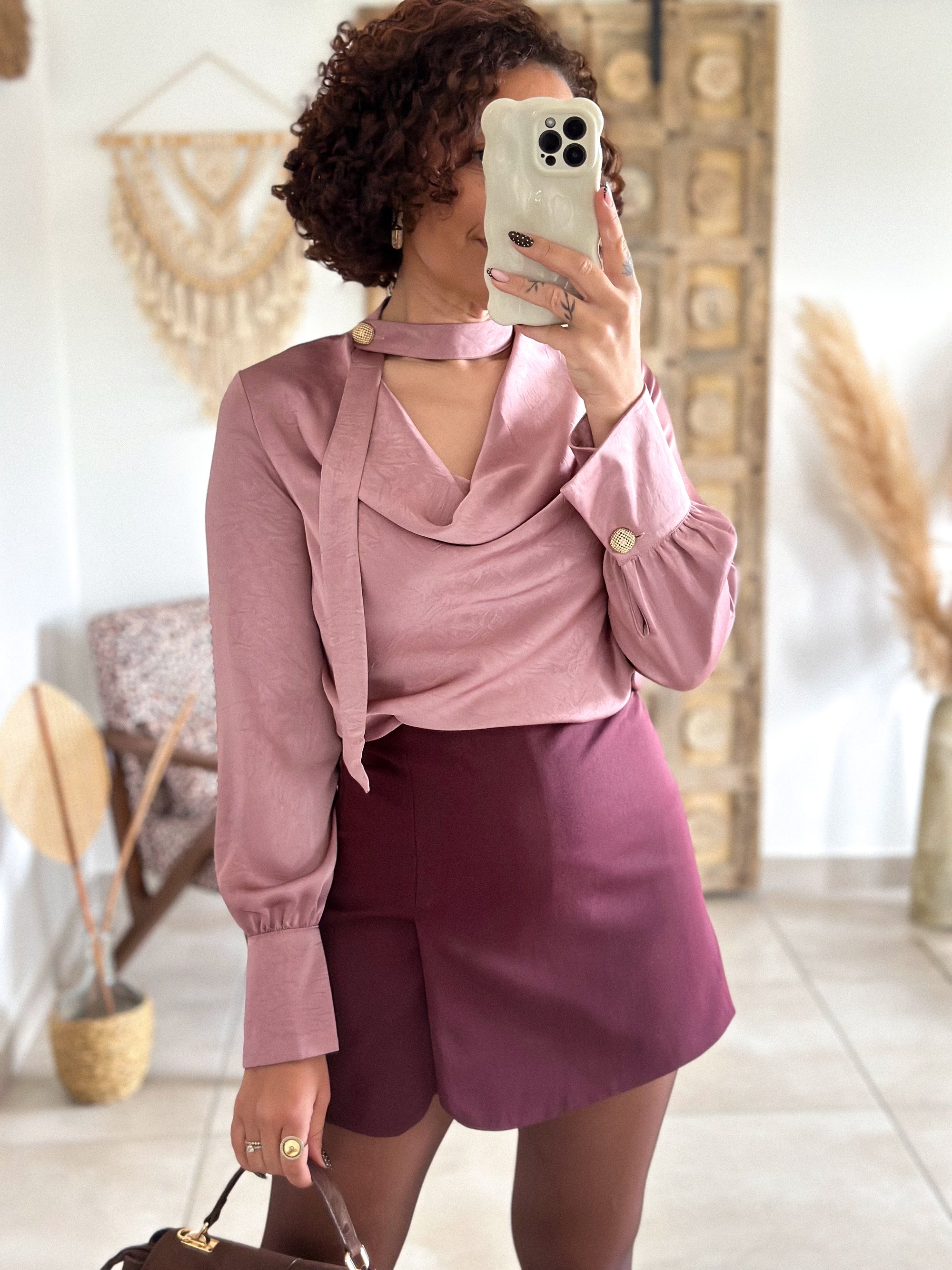 Blouse Emyra - Satin rose