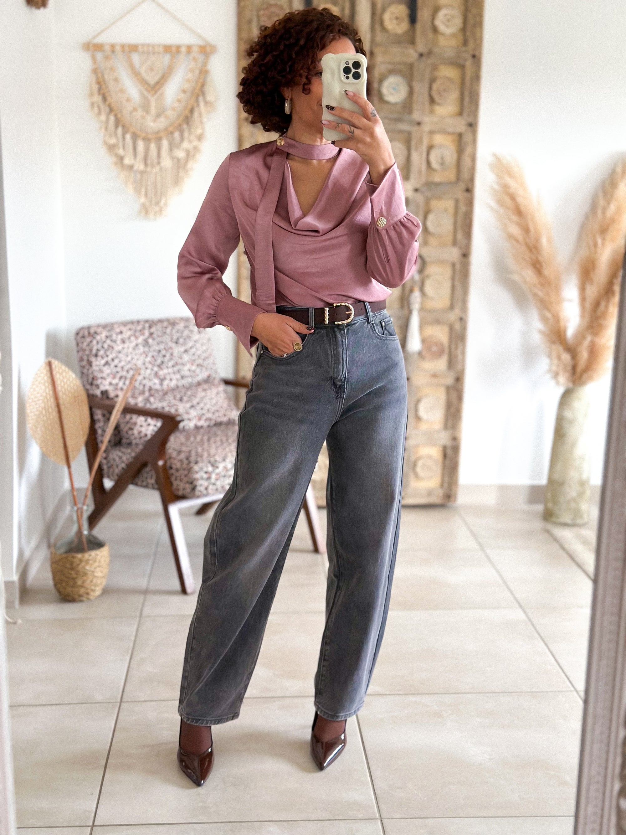 Blouse Emyra - Satin rose