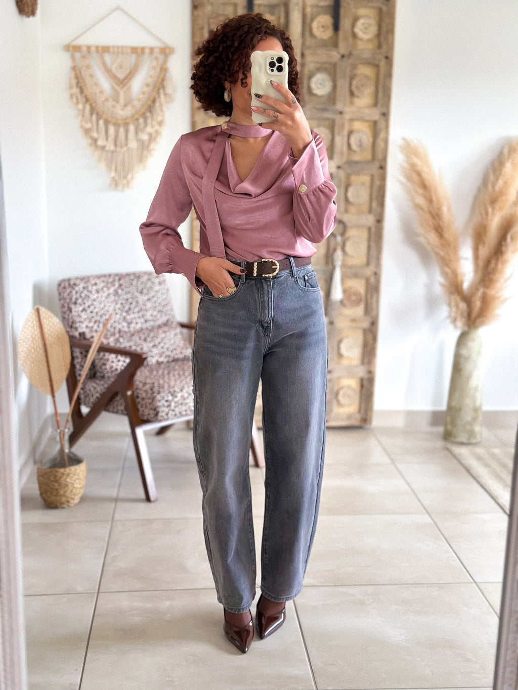 Blouse Emyra - Satin rose