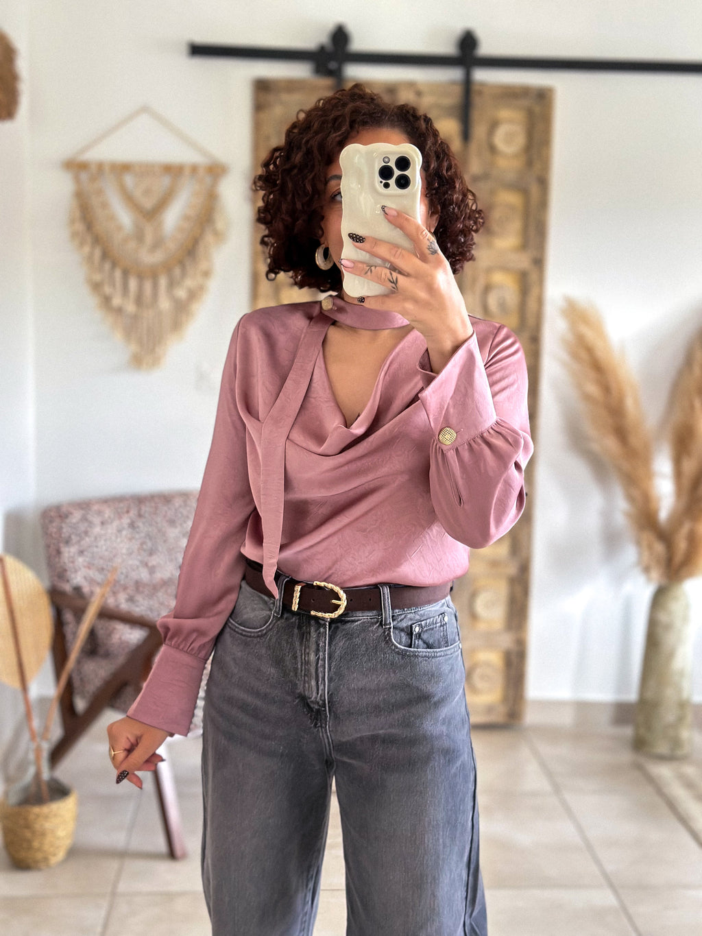 Blouse Emyra - Satin rose