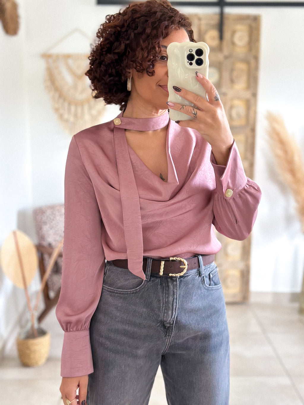 Blouse Emyra - Satin rose