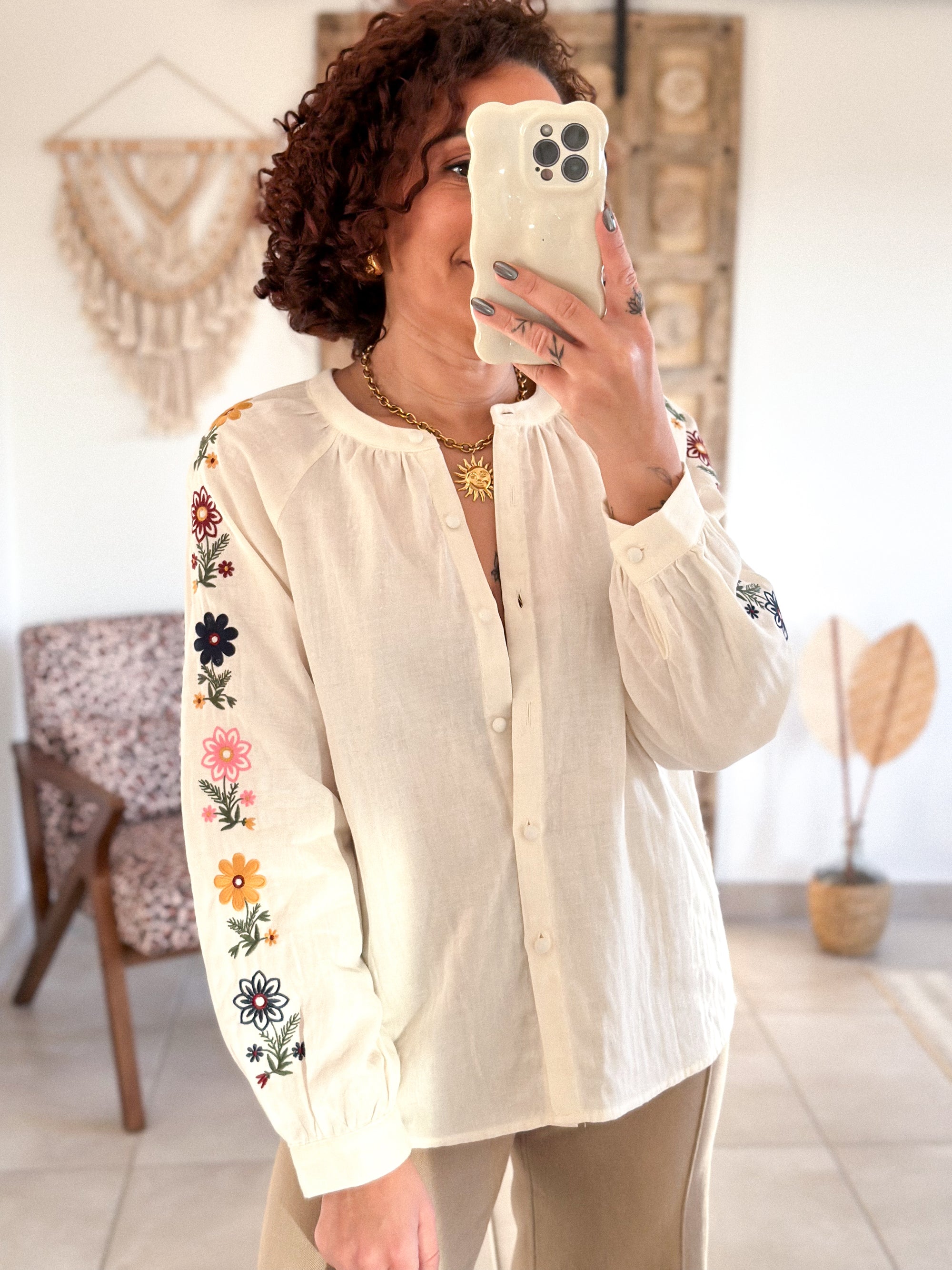 Blouse Flavia - écrue brodée