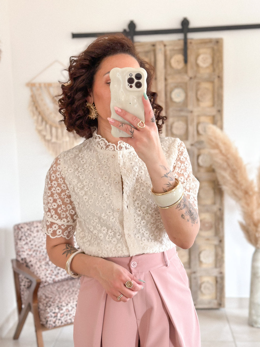 Blouse Flora - Dentelle beige