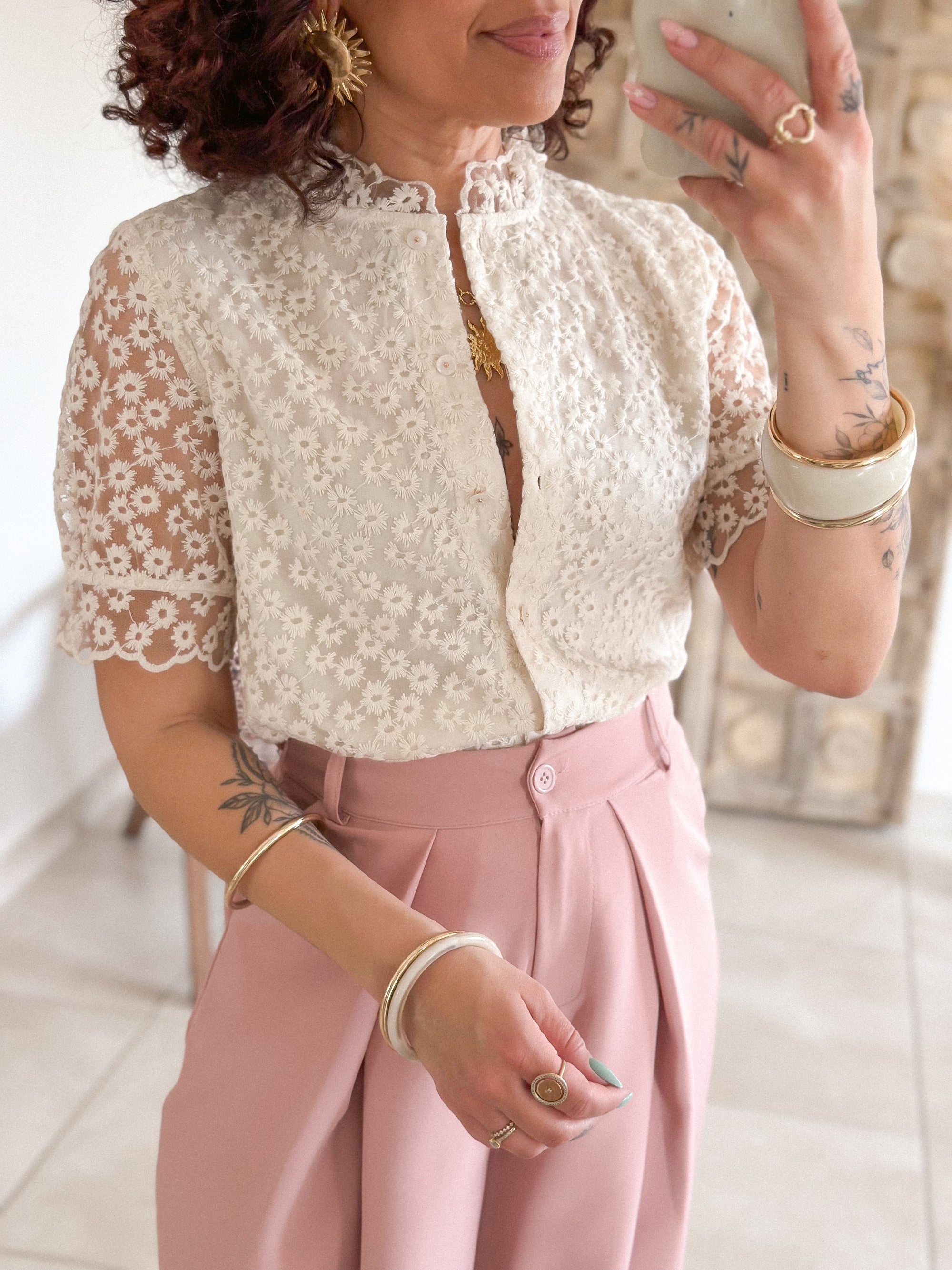 Blouse Flora - Dentelle beige
