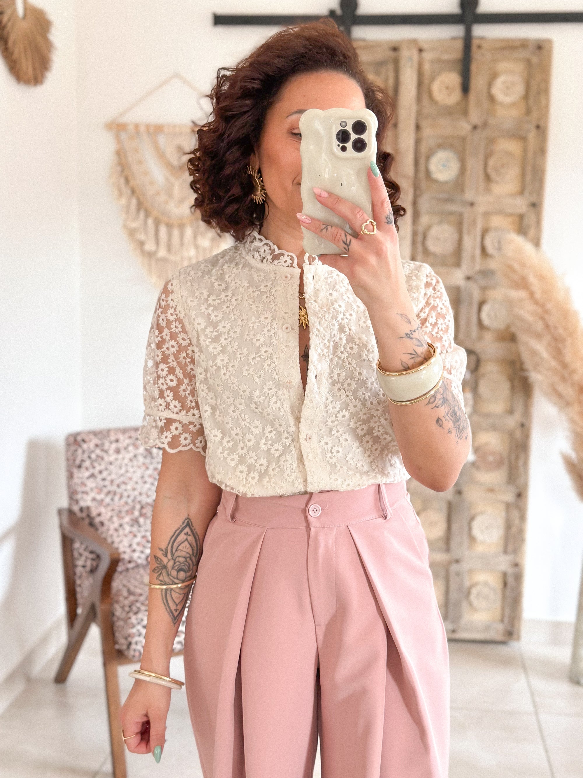 Blouse Flora - Dentelle beige
