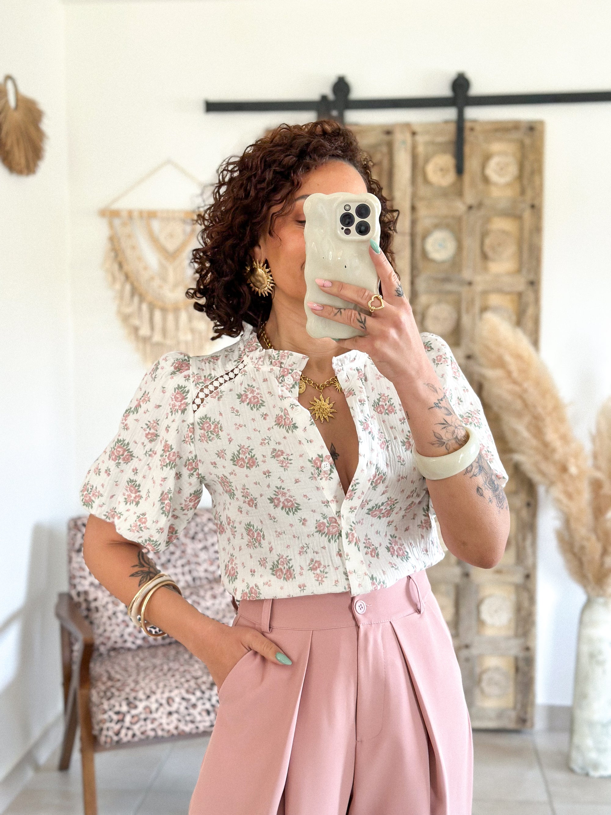 Blouse Millie - Gaze de coton fleuri