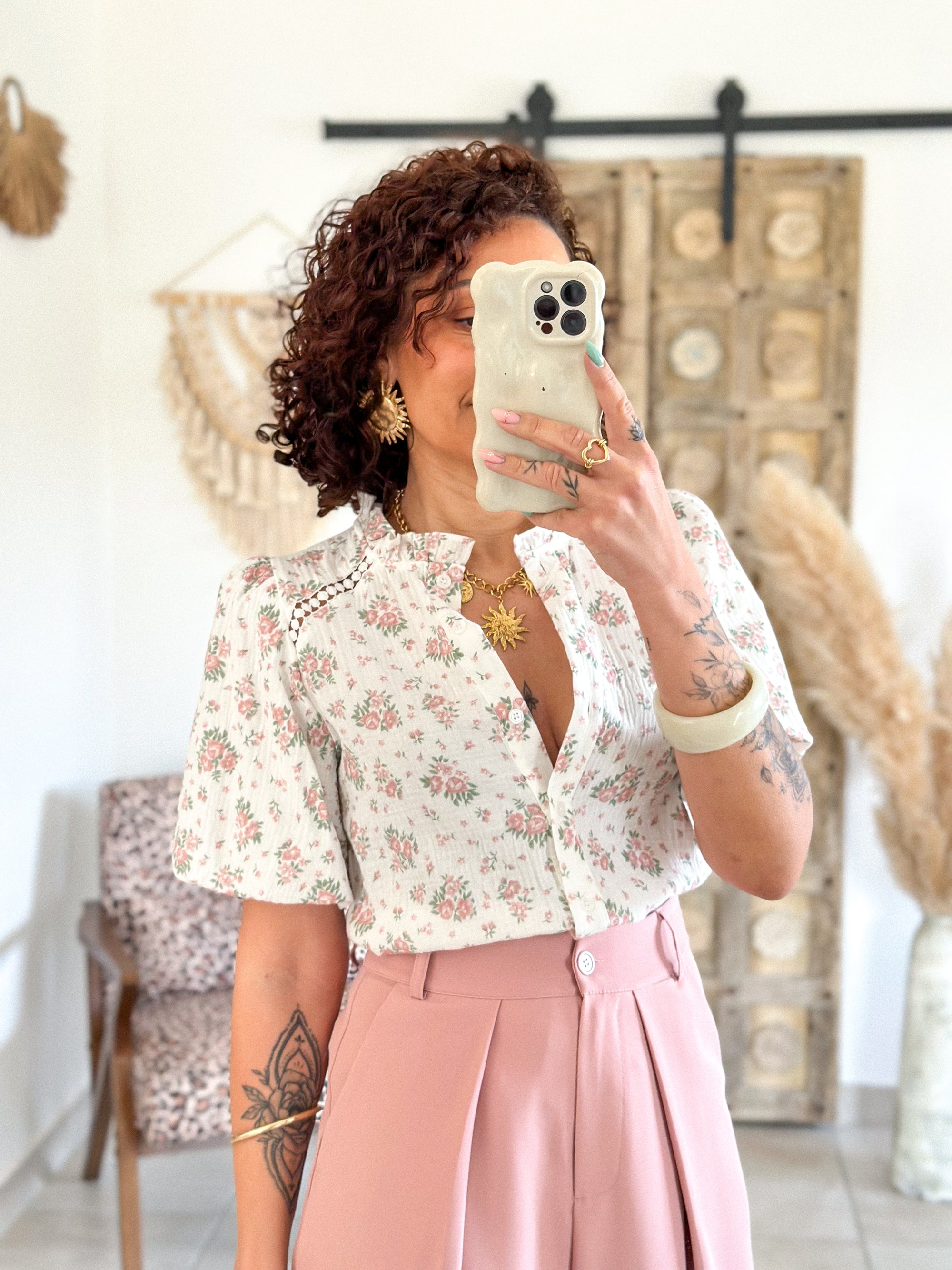 Blouse Millie - Gaze de coton fleuri