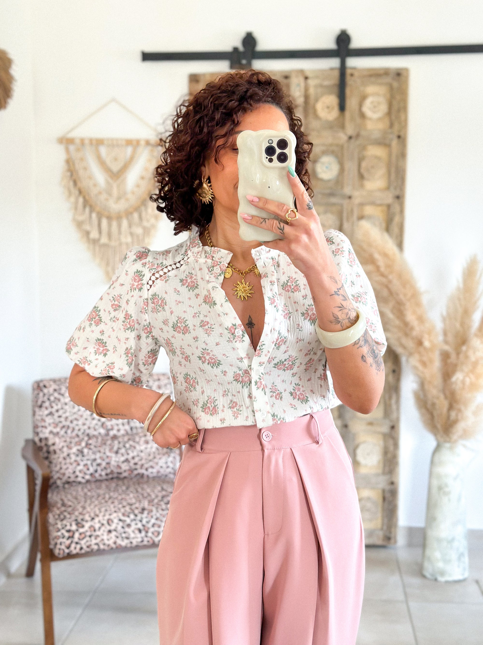 Blouse Millie - Gaze de coton fleuri