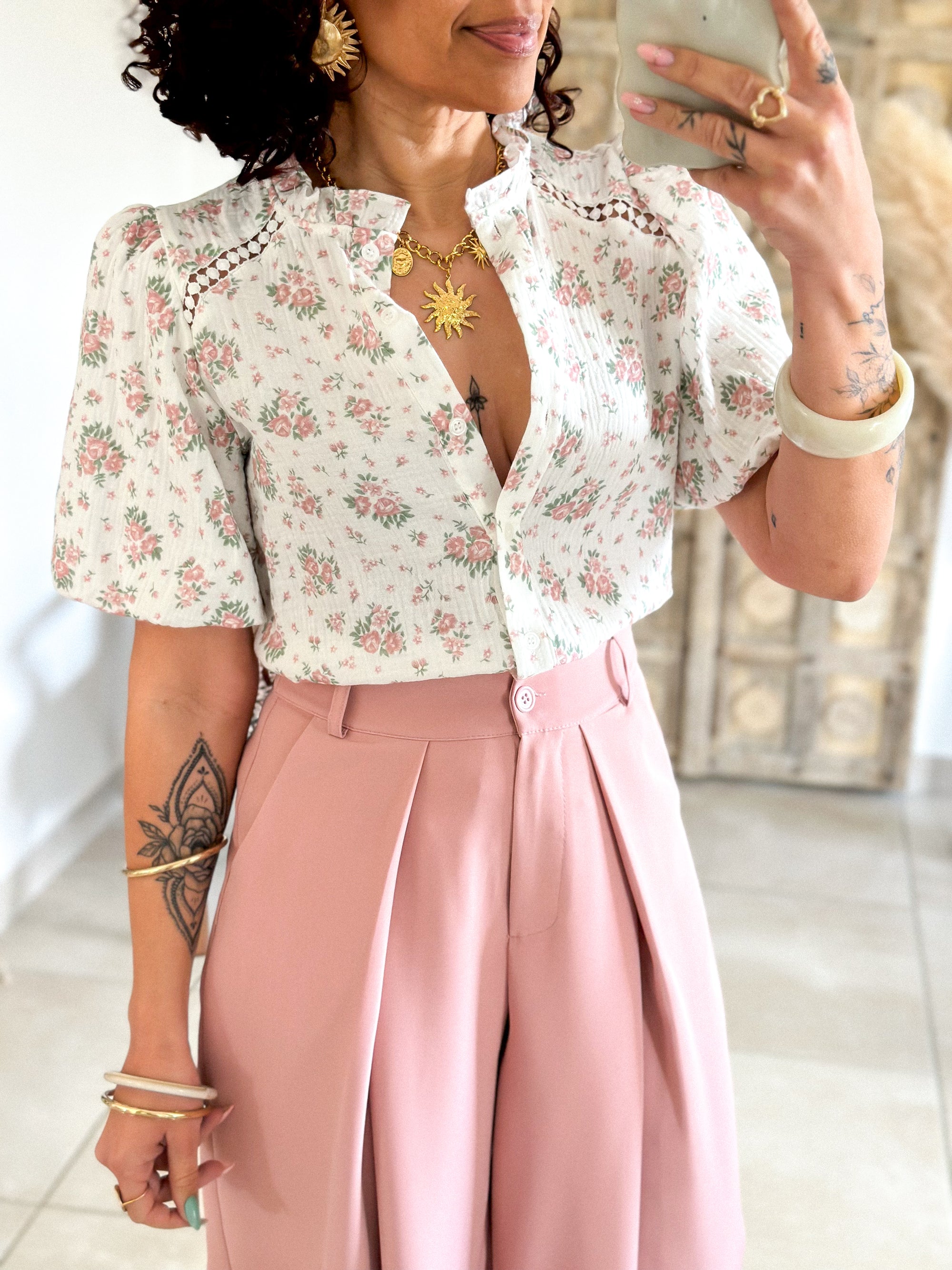 Blouse Millie - Gaze de coton fleuri