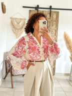 Blouse Mina - fleurie rose
