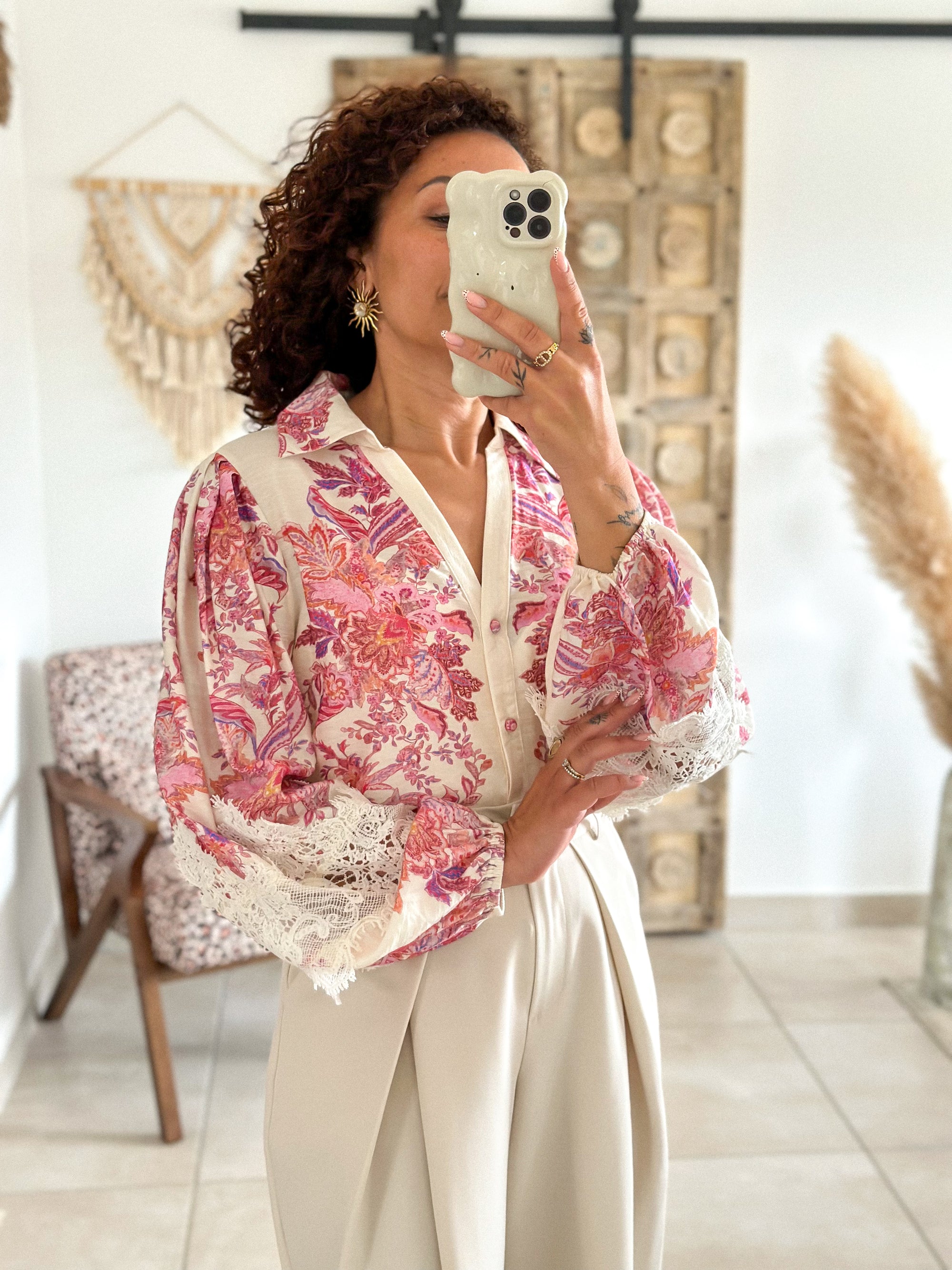 Blouse Mina - fleurie rose