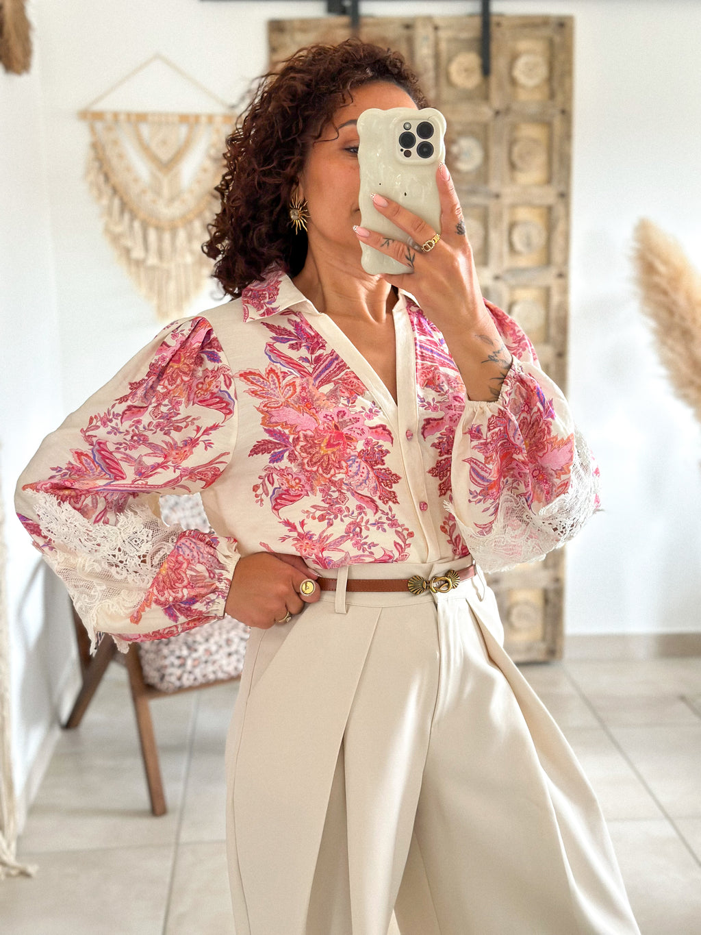 Blouse Mina - fleurie rose