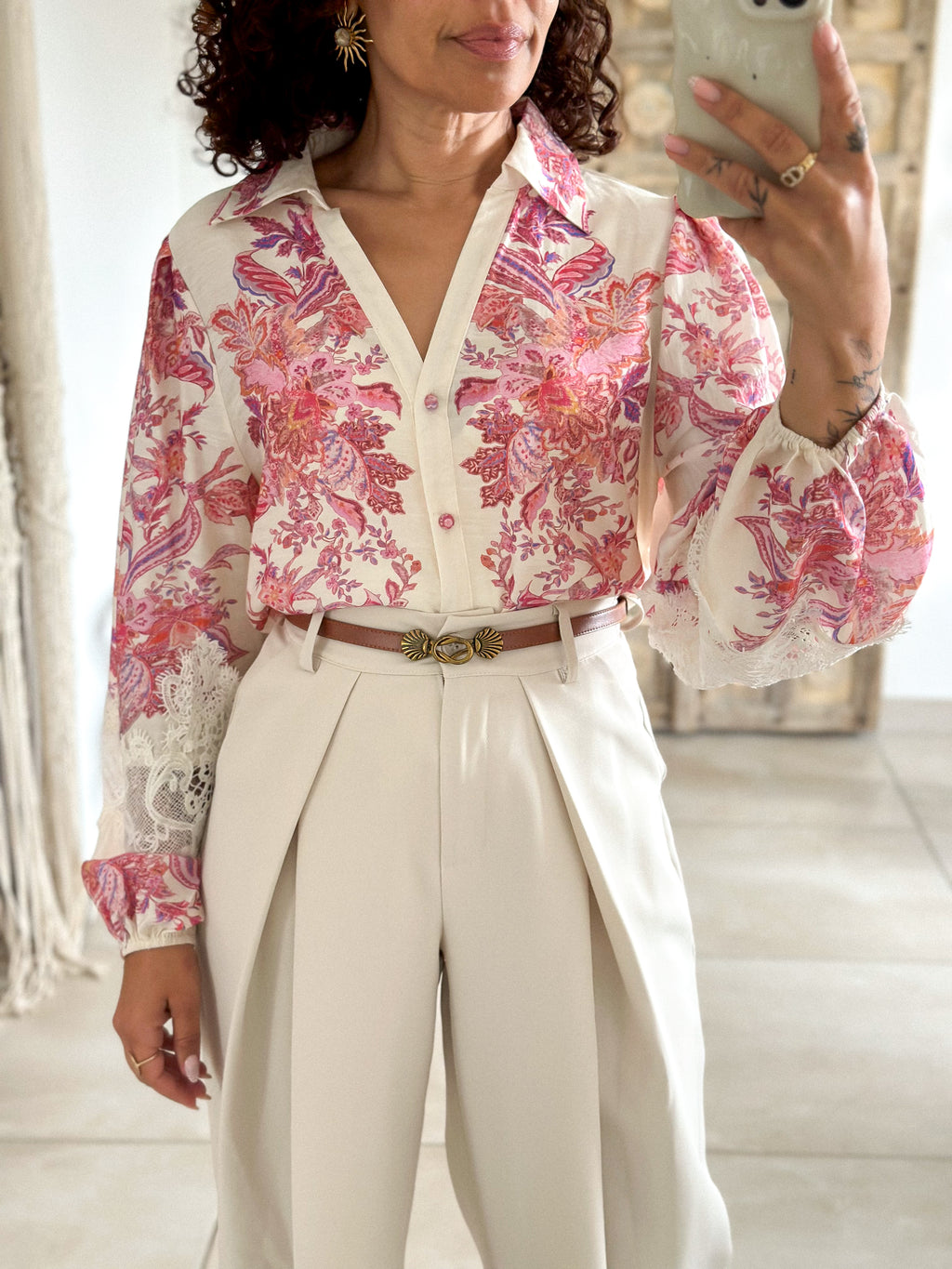 Blouse Mina - fleurie rose