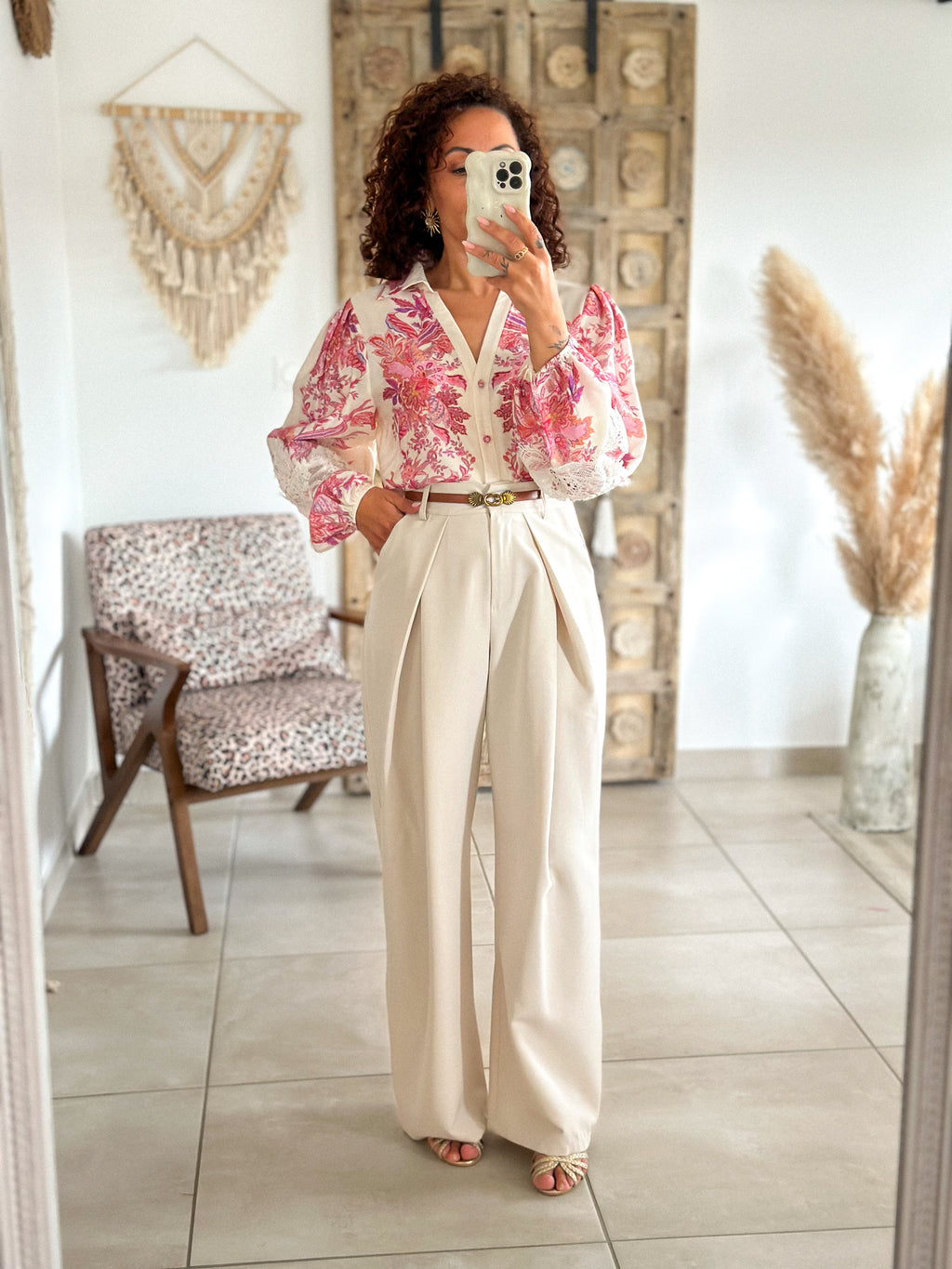 Blouse Mina - fleurie rose