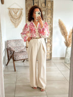 Blouse Mina - fleurie rose