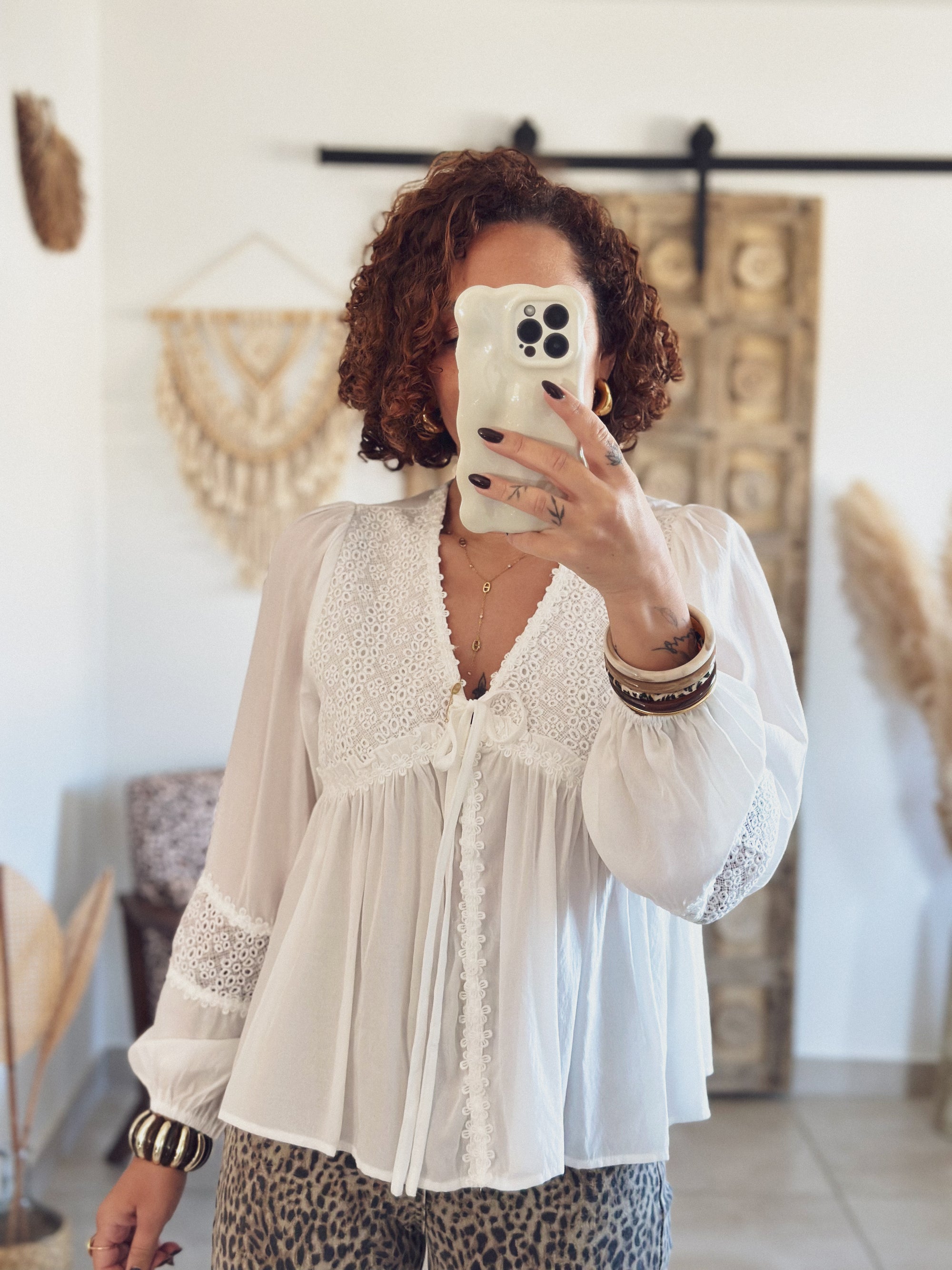 Blouse Flora – Péplum Écru