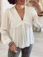 Blouse Flora – Péplum Écru