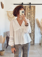 Blouse Flora – Péplum Écru