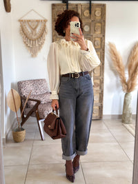 Blouse June - col volanté beige