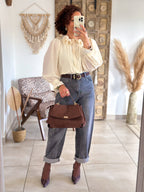 Blouse June - col volanté beige