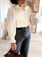 Blouse June - col volanté beige