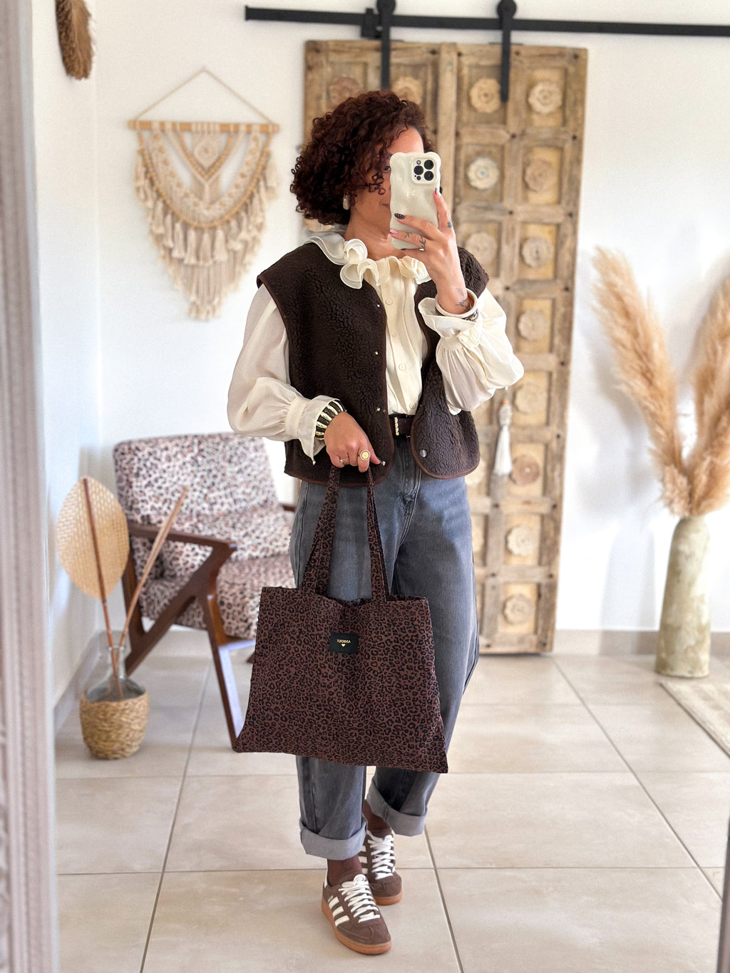 Blouse June - col volanté beige