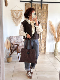 Blouse June - col volanté beige