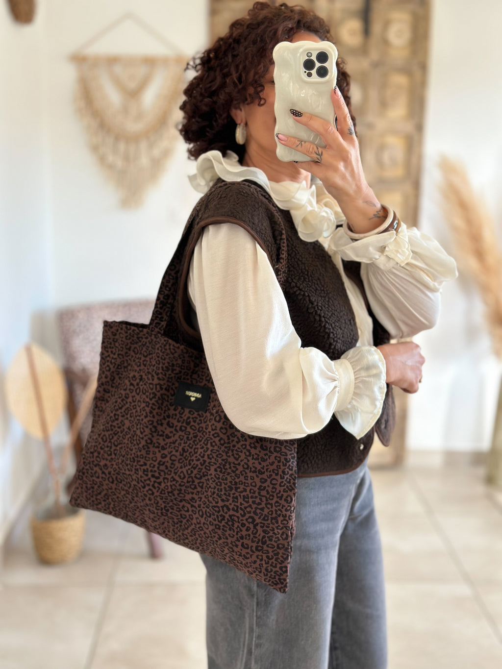 Blouse June - col volanté beige