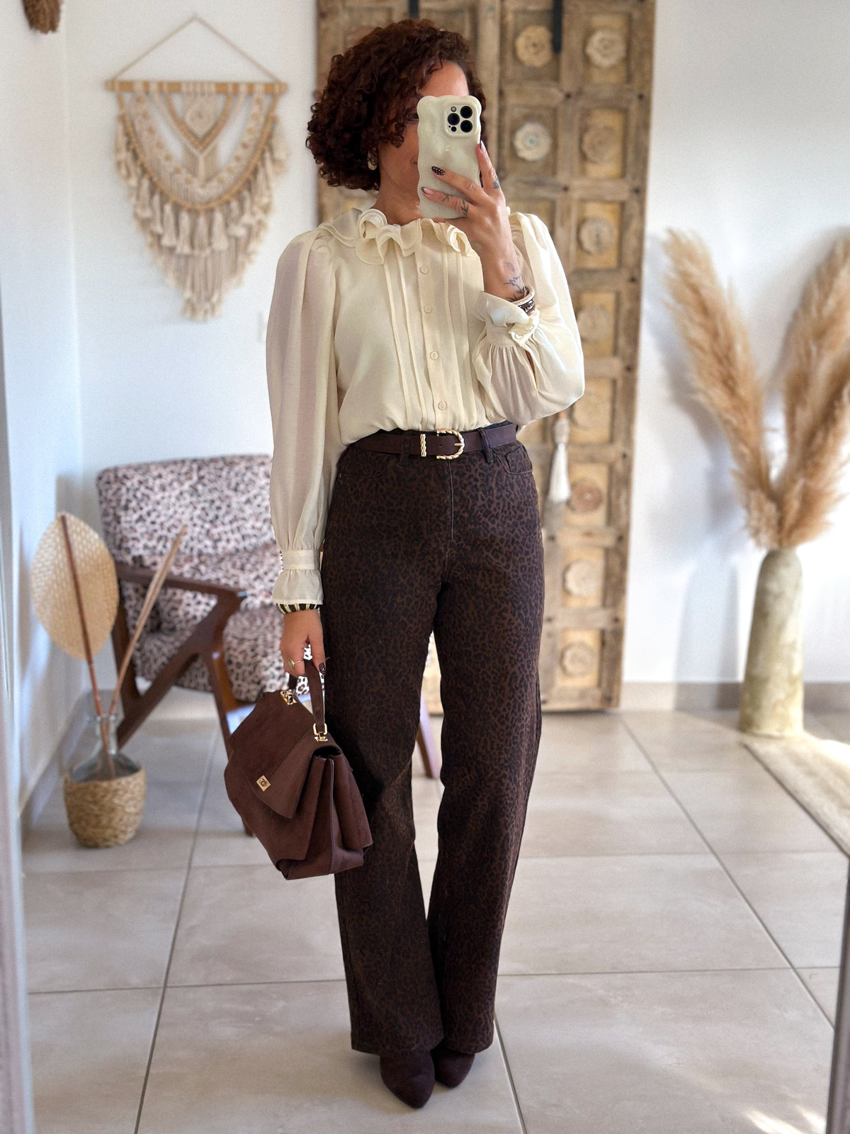 Blouse June - col volanté beige