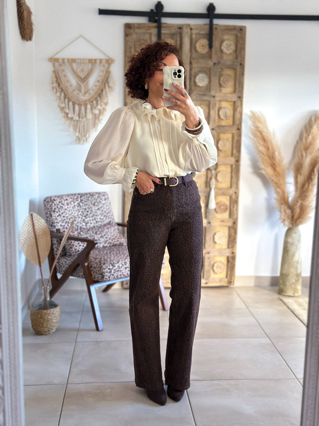 Blouse June - col volanté beige