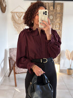 Blouse June - col volanté prune
