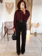 Blouse June - col volanté prune