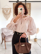 Blouse June - col volanté rose