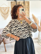 Blouse Madi - Crochet noir & blanc