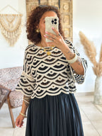 Blouse Madi - Crochet noir & blanc