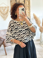 Blouse Madi - Crochet noir & blanc