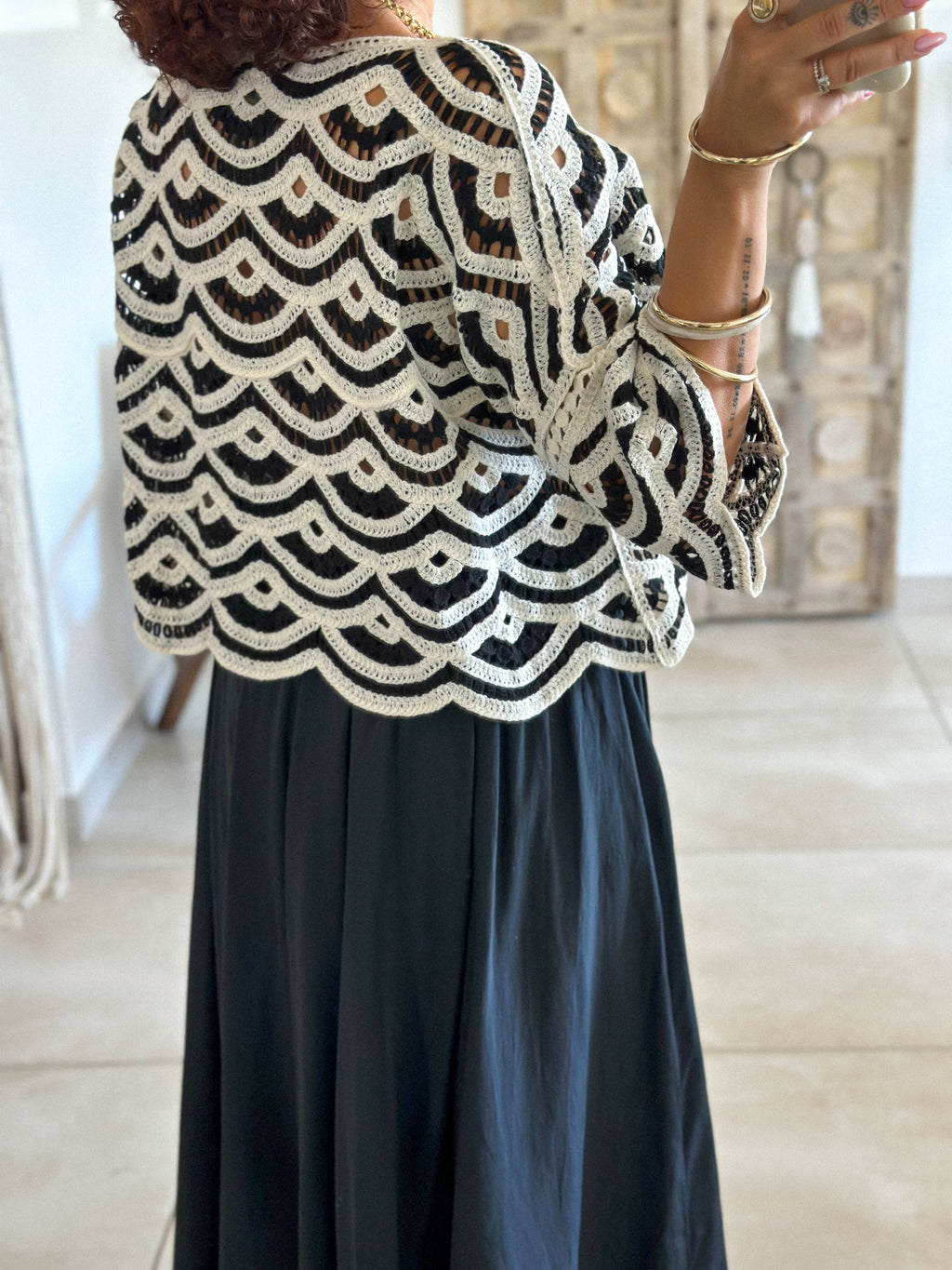 Blouse Madi - Crochet noir & blanc