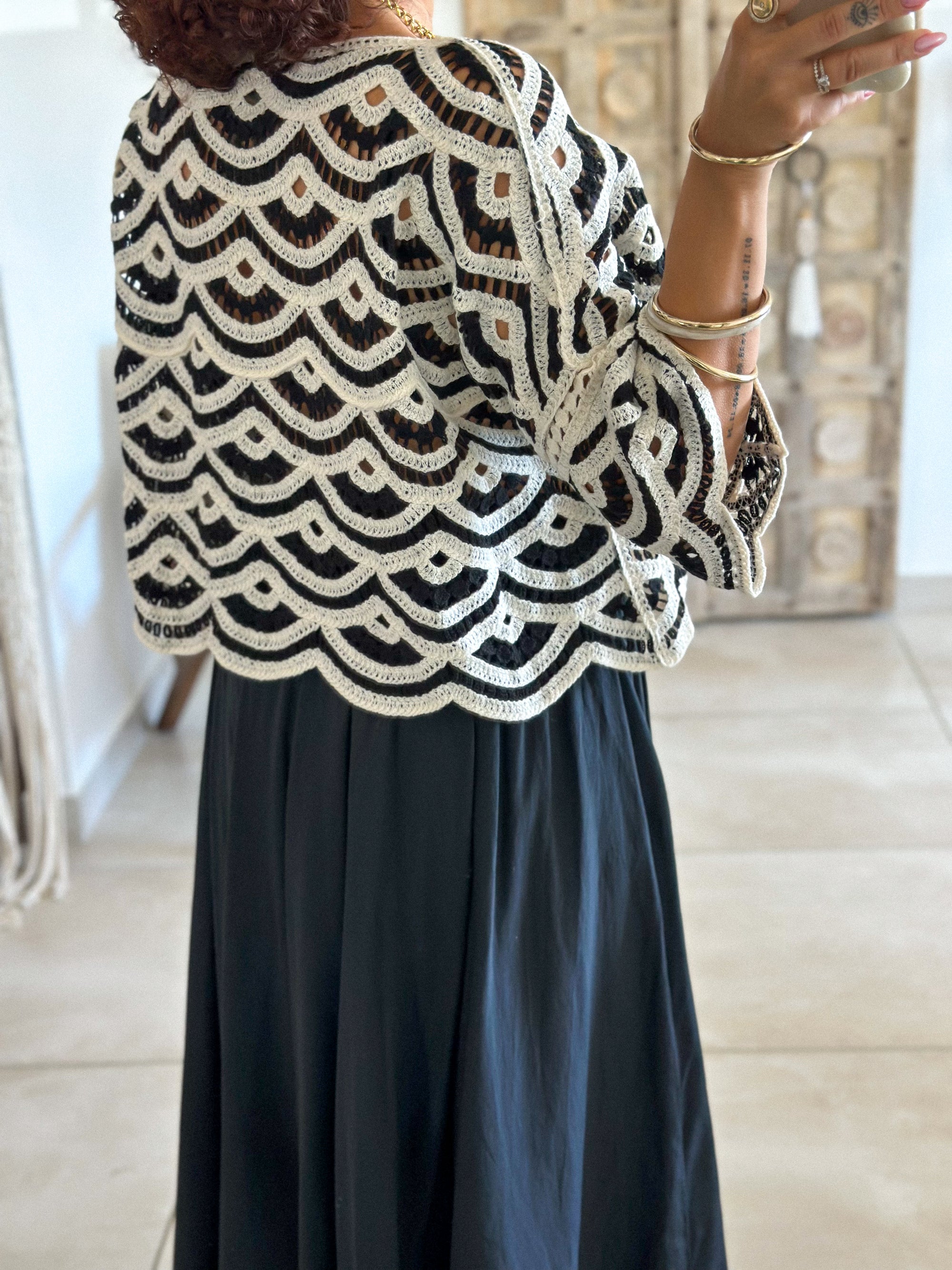 Blouse Madi - Crochet noir & blanc