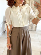 Blouse Marta - Col volanté beige