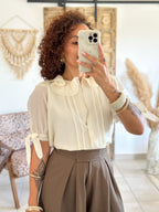 Blouse Marta - Col volanté beige
